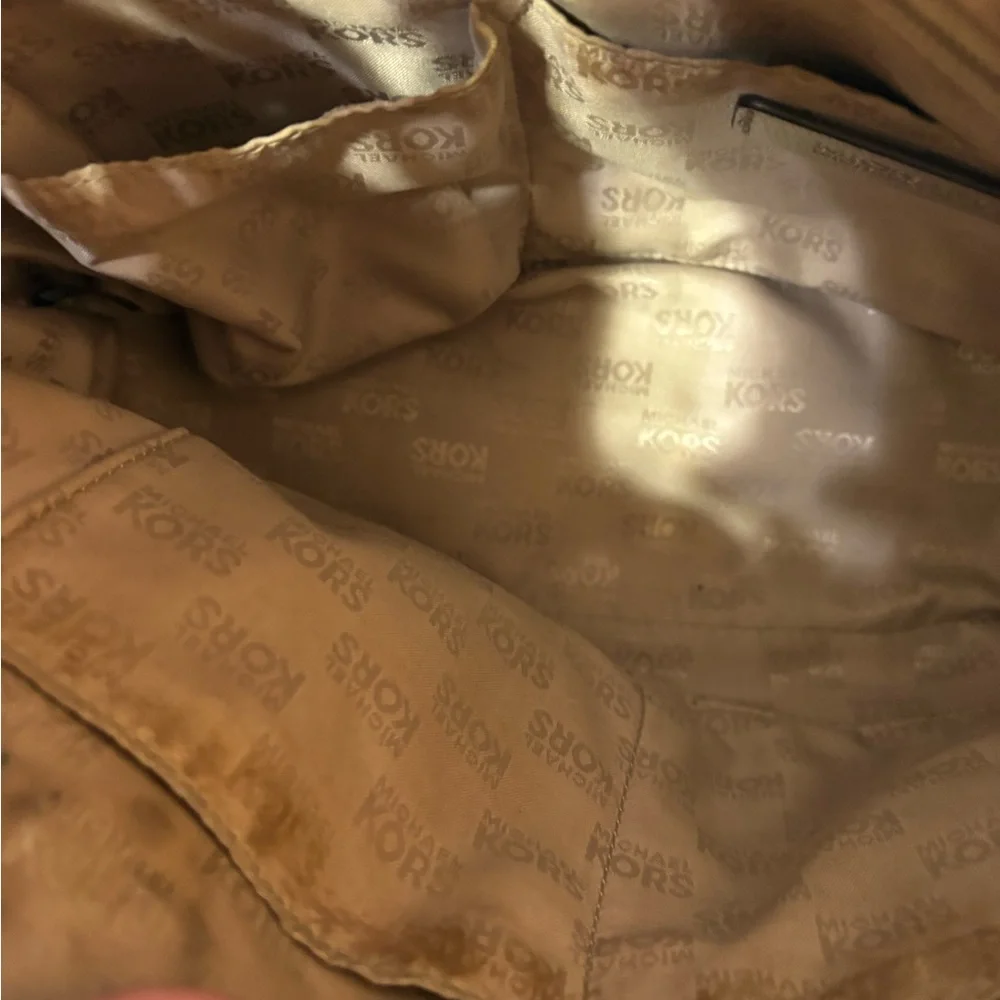 Michael Kors Taupe Satchel with Gold Accents